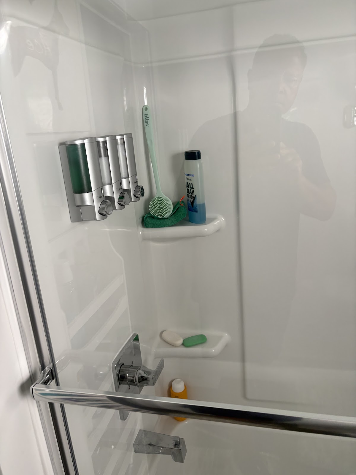 Finished shower with a new glass door